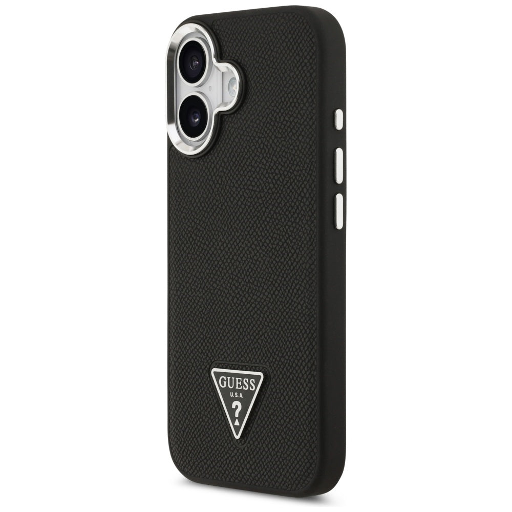 Custodia MagSafe per Apple iPhone 17, Guess, Logo Triangolo Granulato, Nera
