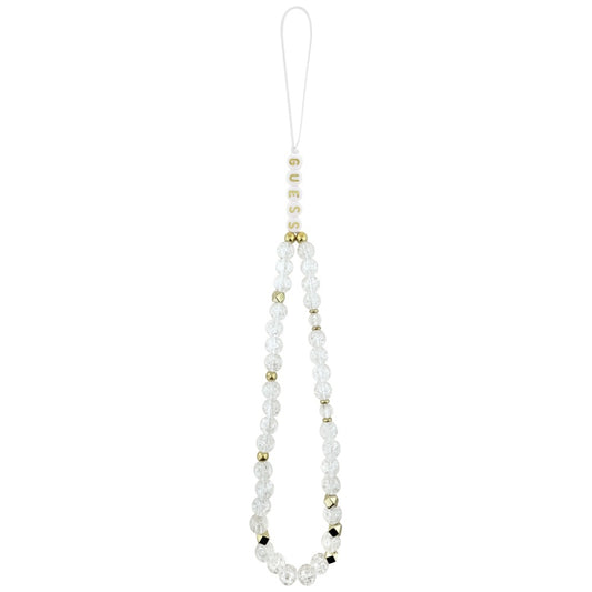 Custodia MagSafe per Apple iPhone 17, Guess, IML Flowers with Pearl Strap, Bianca