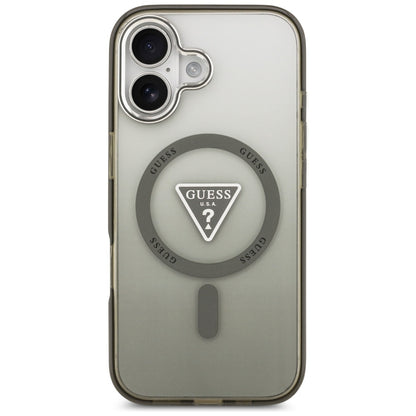 Custodia MagSafe per Apple iPhone 17, Guess, Logo Triangolo Gradiente IML, Cachi Argentato