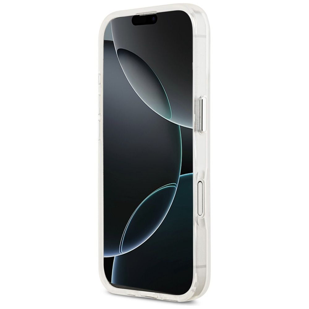 Custodia MagSafe per Apple iPhone 17, Guess, Logo Triangolo Gradiente IML, Trasparente