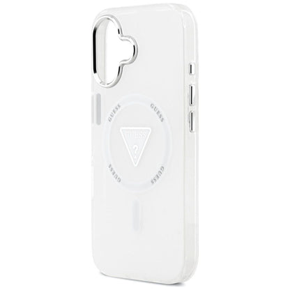 Custodia MagSafe per Apple iPhone 17, Guess, Logo Triangolo Gradiente IML, Trasparente