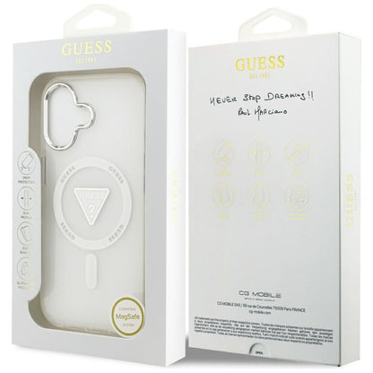 Custodia MagSafe per Apple iPhone 17, Guess, Logo Triangolo Gradiente IML, Trasparente