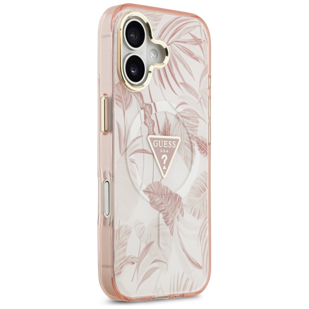 Custodia MagSafe per Apple iPhone 17, Guess, Jungle Tonal Triangle, Rosa