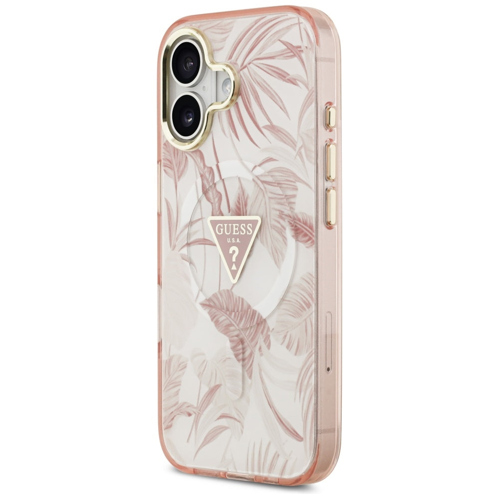 Custodia MagSafe per Apple iPhone 17, Guess, Jungle Tonal Triangle, Rosa