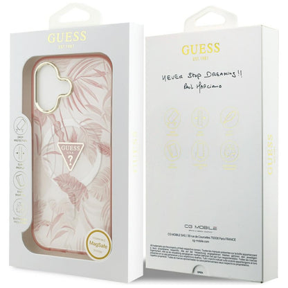 Custodia MagSafe per Apple iPhone 17, Guess, Jungle Tonal Triangle, Rosa