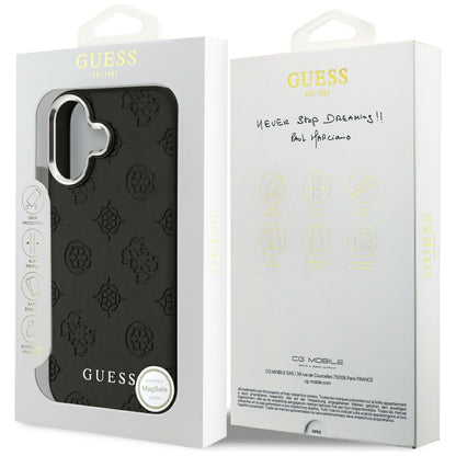 Custodia MagSafe per Apple iPhone 17, Guess, Peony Hot Stamp Script, Nera