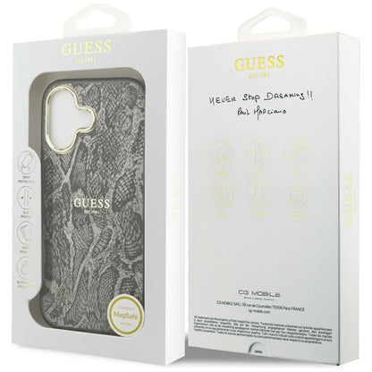 Custodia MagSafe per Apple iPhone 17, Guess, Python Pattern, Nera