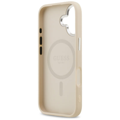 Custodia MagSafe per Apple iPhone 17, Guess, Logo Triangolo, Beige Argentato