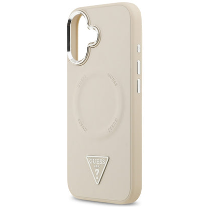 Custodia MagSafe per Apple iPhone 17, Guess, Logo Triangolo, Beige Argentato