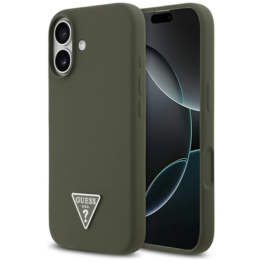 Custodia MagSafe per Apple iPhone 17, Guess, Logo Triangolo, Kaki