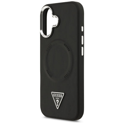 Custodia MagSafe per Apple iPhone 17, Guess, Logo Triangolo, Nera Argentata
