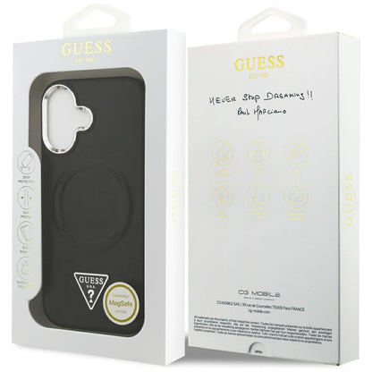 Custodia MagSafe per Apple iPhone 17, Guess, Logo Triangolo, Nera Argentata