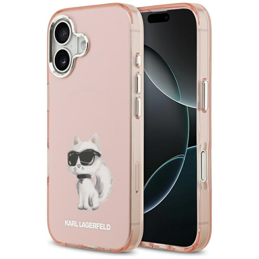 Custodia MagSafe per Apple iPhone 17, Karl Lagerfeld, IML Aquarelle Logo Choupette, Rosa