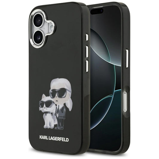 Custodia MagSafe per Apple iPhone 17, Karl Lagerfeld, IML Aquarelle Logo Karl & Choupette, Nera