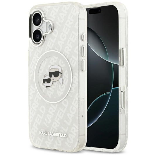 Custodia MagSafe per Apple iPhone 17, Karl Lagerfeld, IML Glitter Karl & Choupette's Heads, Grigio
