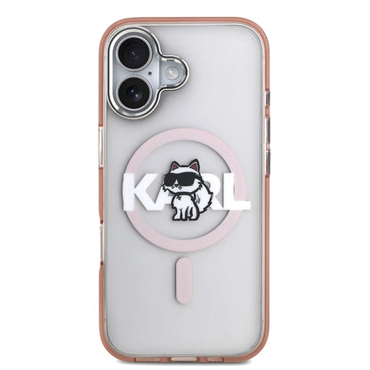 Custodia MagSafe per Apple iPhone 17, Karl Lagerfeld, IML Sketch Logo Choupette, Rosa