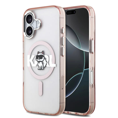 Custodia MagSafe per Apple iPhone 17, Karl Lagerfeld, IML Sketch Logo Choupette, Rosa