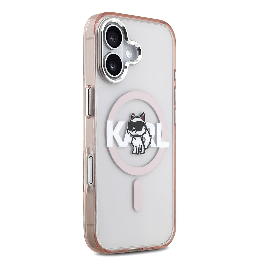 Custodia MagSafe per Apple iPhone 17, Karl Lagerfeld, IML Sketch Logo Choupette, Rosa