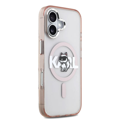 Custodia MagSafe per Apple iPhone 17, Karl Lagerfeld, IML Sketch Logo Choupette, Rosa