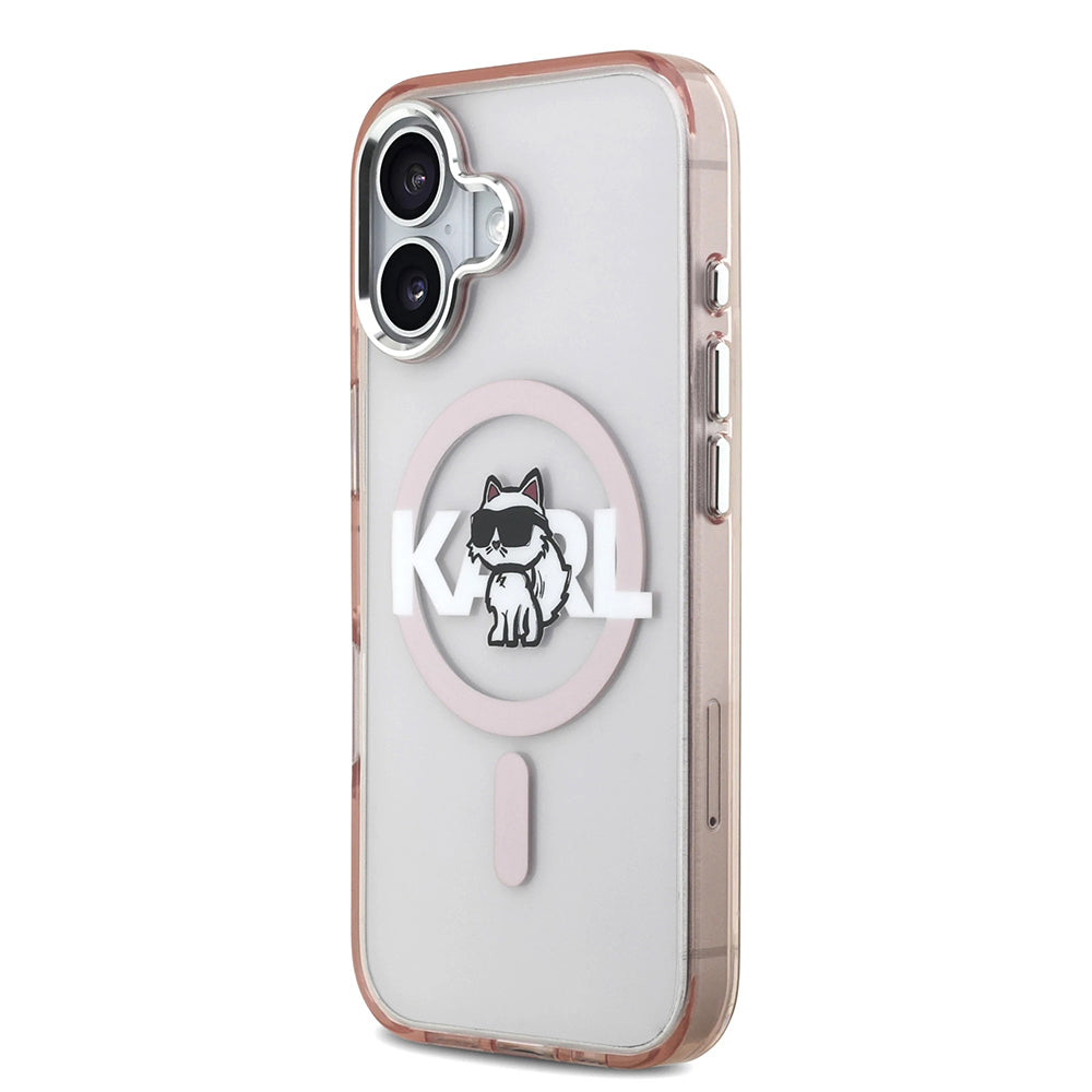 Custodia MagSafe per Apple iPhone 17, Karl Lagerfeld, IML Sketch Logo Choupette, Rosa