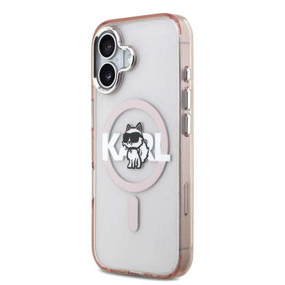 Custodia MagSafe per Apple iPhone 17, Karl Lagerfeld, IML Sketch Logo Choupette, Rosa