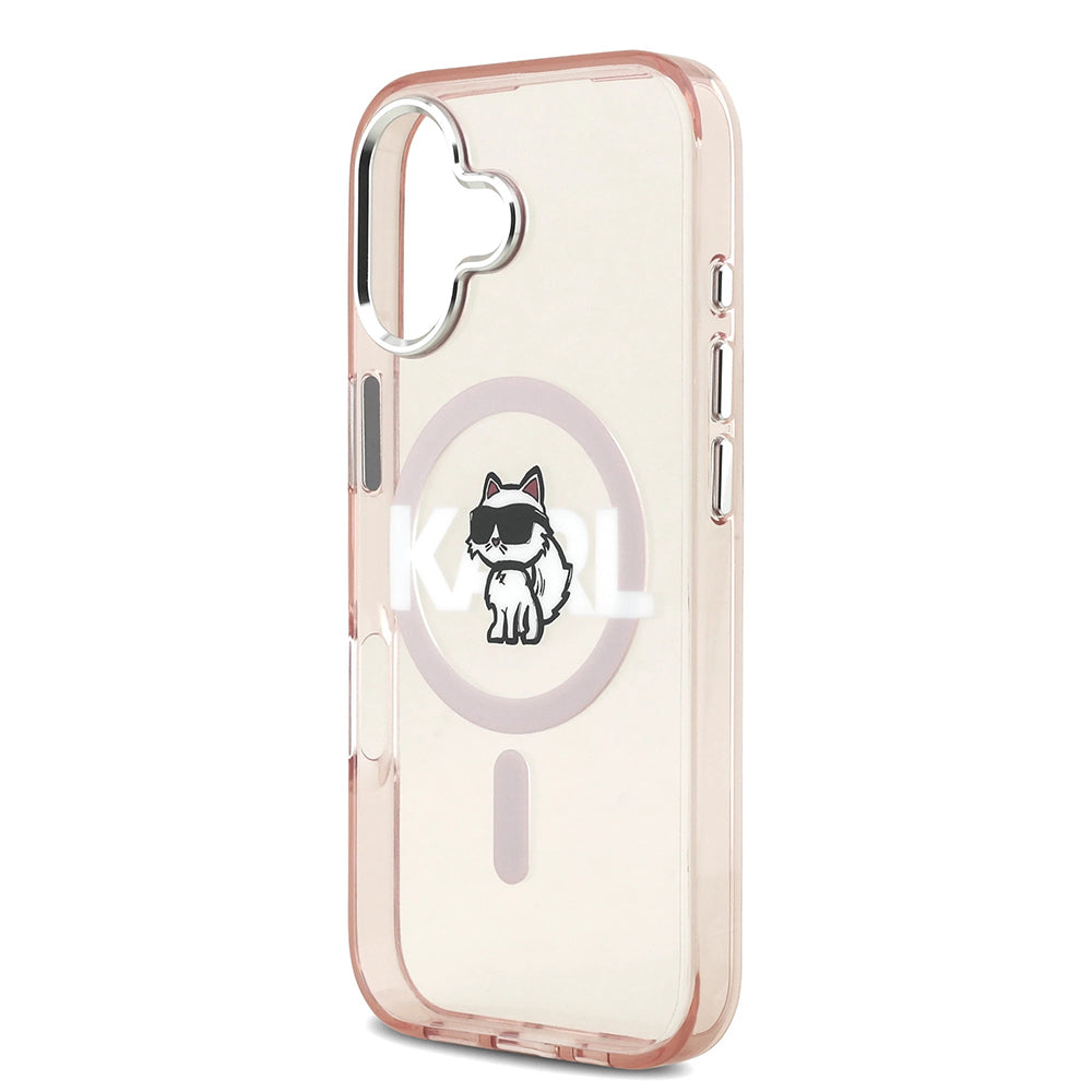 Custodia MagSafe per Apple iPhone 17, Karl Lagerfeld, IML Sketch Logo Choupette, Rosa