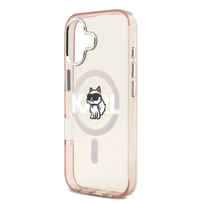 Custodia MagSafe per Apple iPhone 17, Karl Lagerfeld, IML Sketch Logo Choupette, Rosa