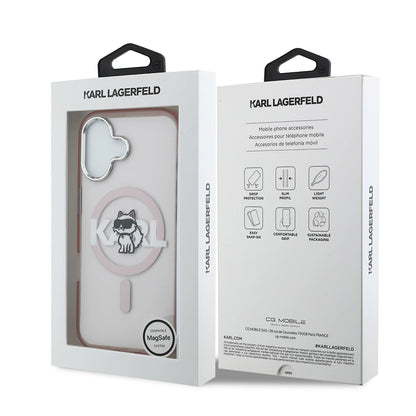 Custodia MagSafe per Apple iPhone 17, Karl Lagerfeld, IML Sketch Logo Choupette, Rosa