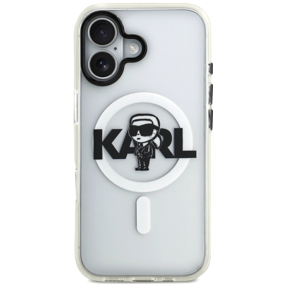Custodia MagSafe per Apple iPhone 17, Karl Lagerfeld, IML Sketch Logo Karl, Trasparente