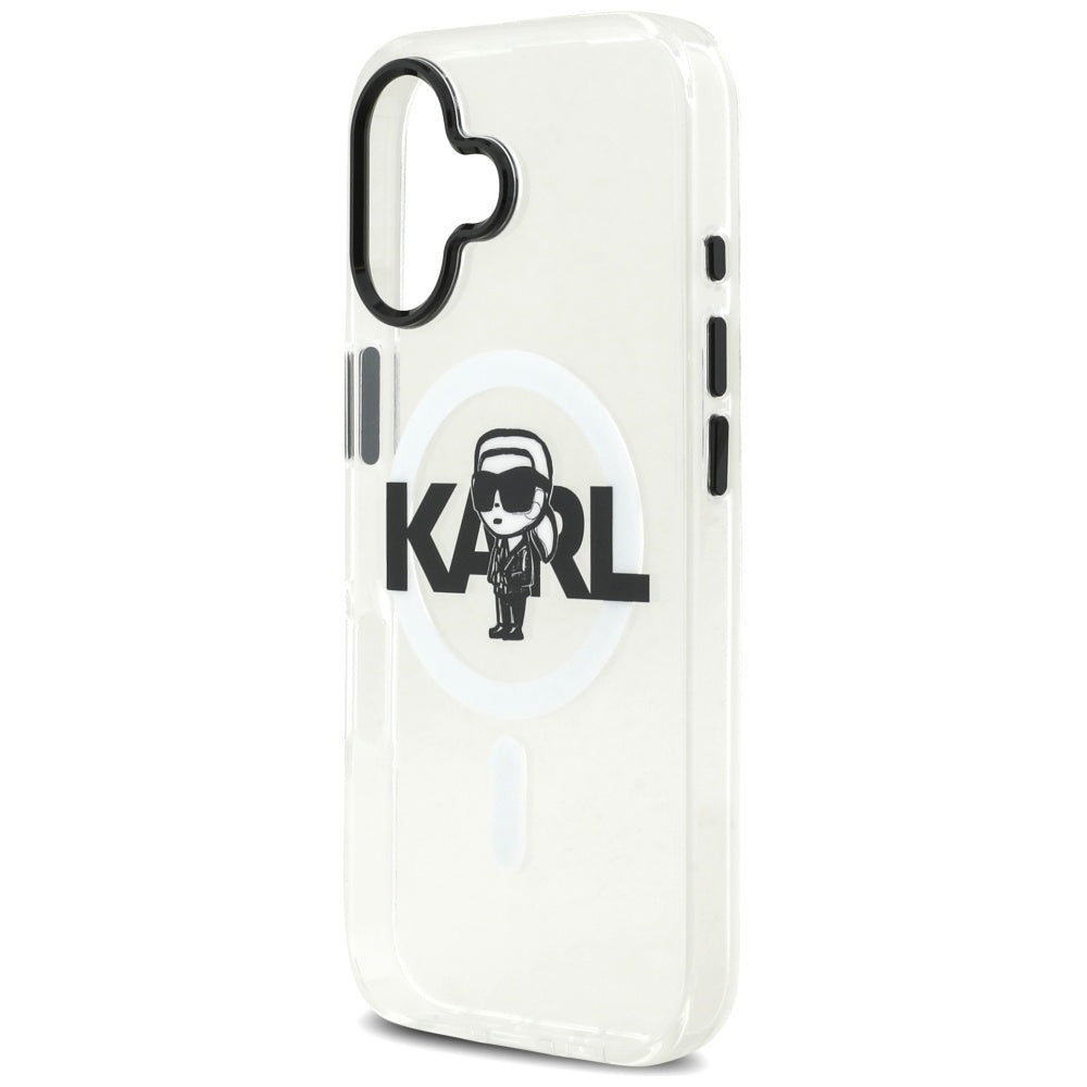 Custodia MagSafe per Apple iPhone 17, Karl Lagerfeld, IML Sketch Logo Karl, Trasparente