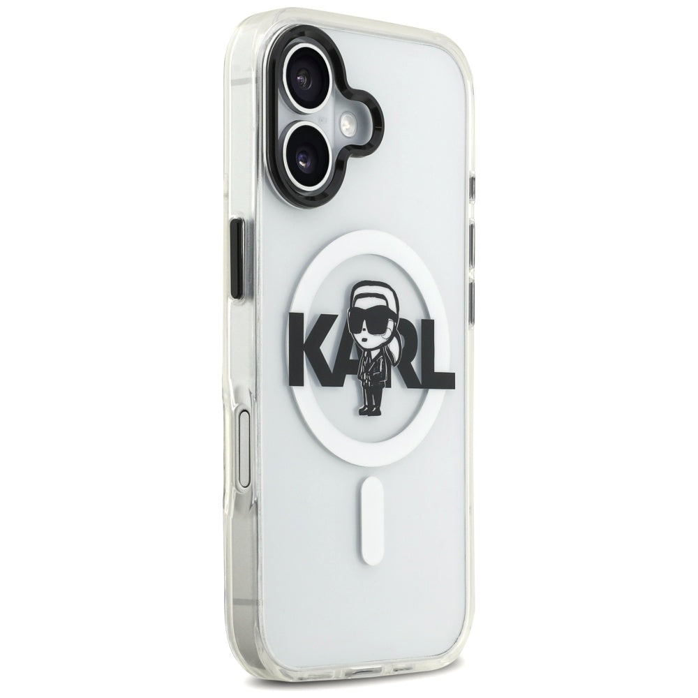 Custodia MagSafe per Apple iPhone 17, Karl Lagerfeld, IML Sketch Logo Karl, Trasparente