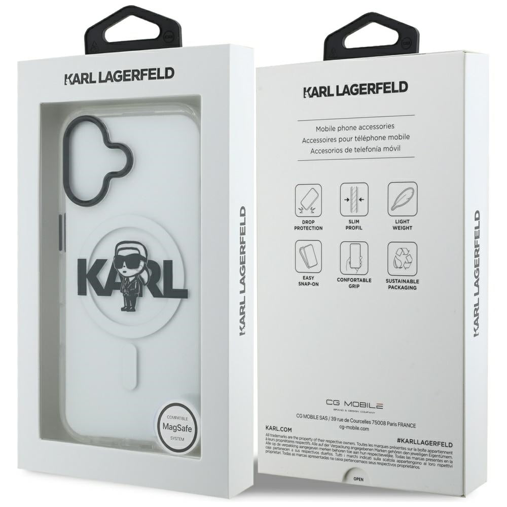 Custodia MagSafe per Apple iPhone 17, Karl Lagerfeld, IML Sketch Logo Karl, Trasparente