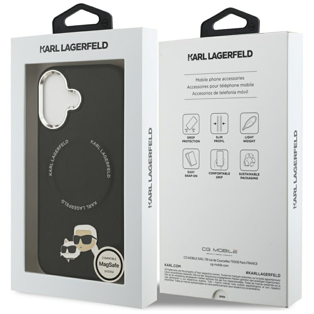 Custodia MagSafe per Apple iPhone 17, Karl Lagerfeld, Karl & Choupette Pins, Nera