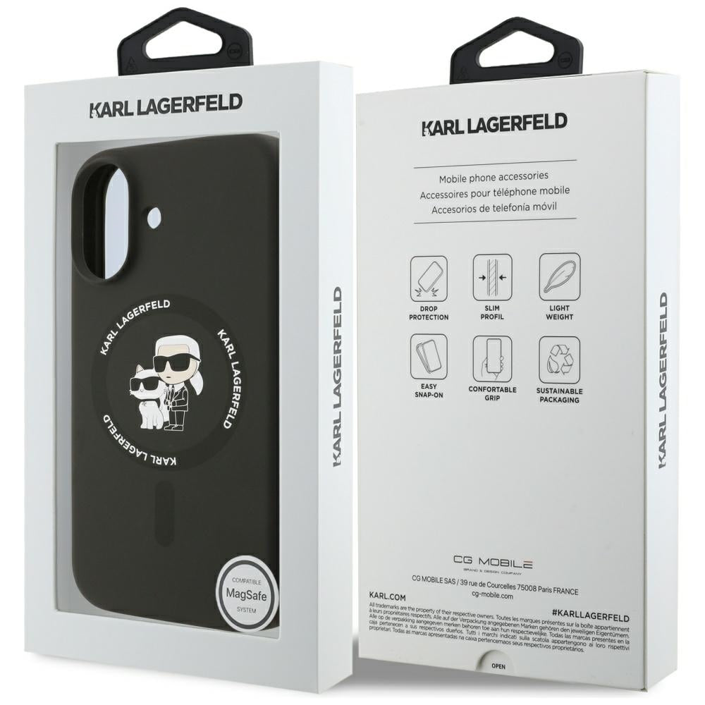 Custodia MagSafe per Apple iPhone 17, Karl Lagerfeld, Ring Karl & Choupette, Nera