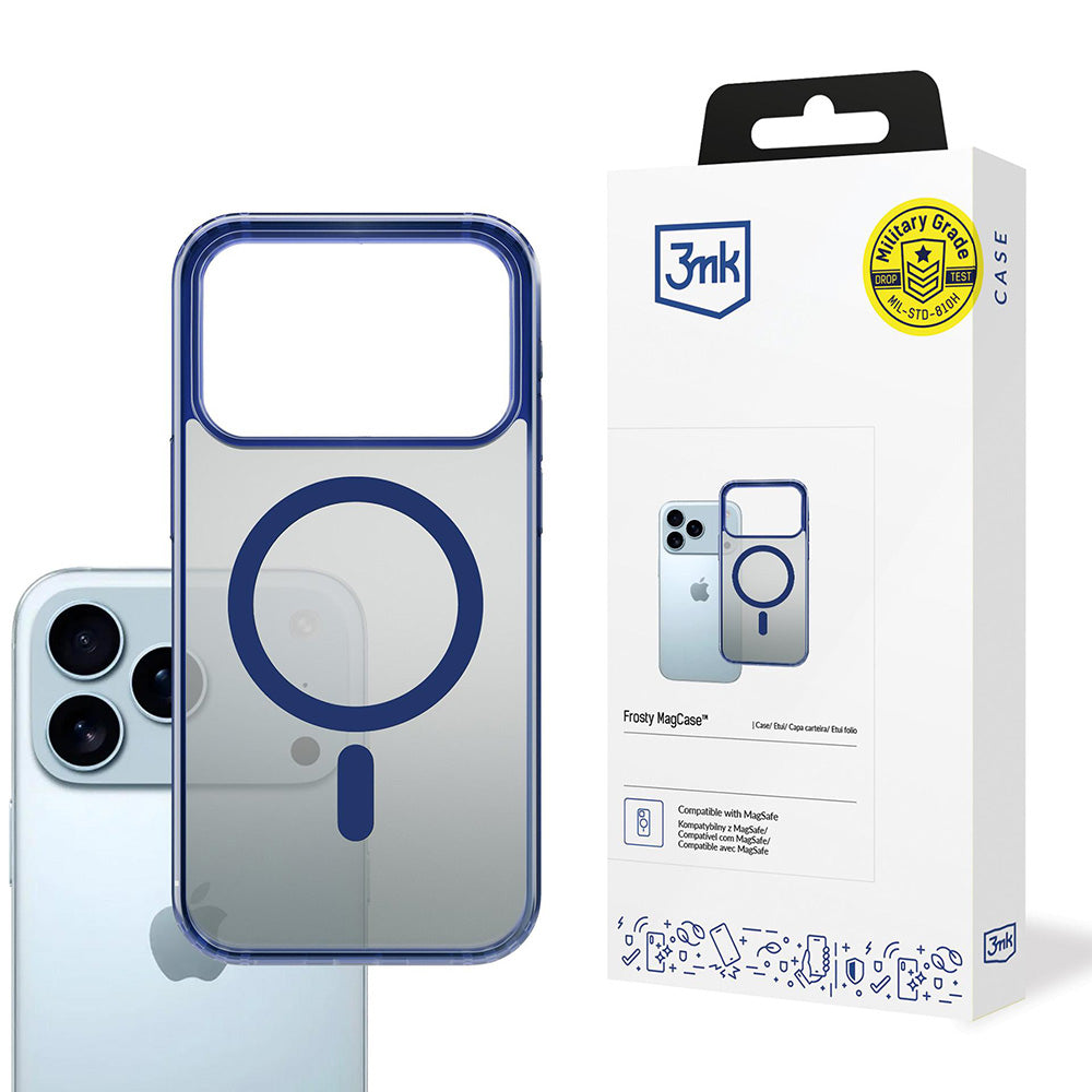 Custodia MagSafe per Apple iPhone 17 Pro, 3MK, Frosty MagCase, Blu