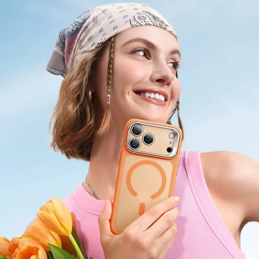 MagSafe Case for Apple iPhone 17 Pro, ESR, Classic Hybrid Kickstand Slide, Satin Orange