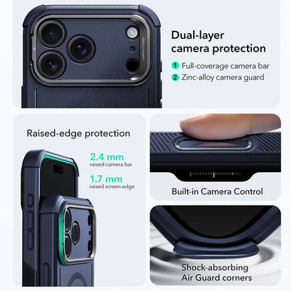 Custodia MagSafe per Apple iPhone 17 Pro, ESR, Cyber Armor Kickstand, Blu