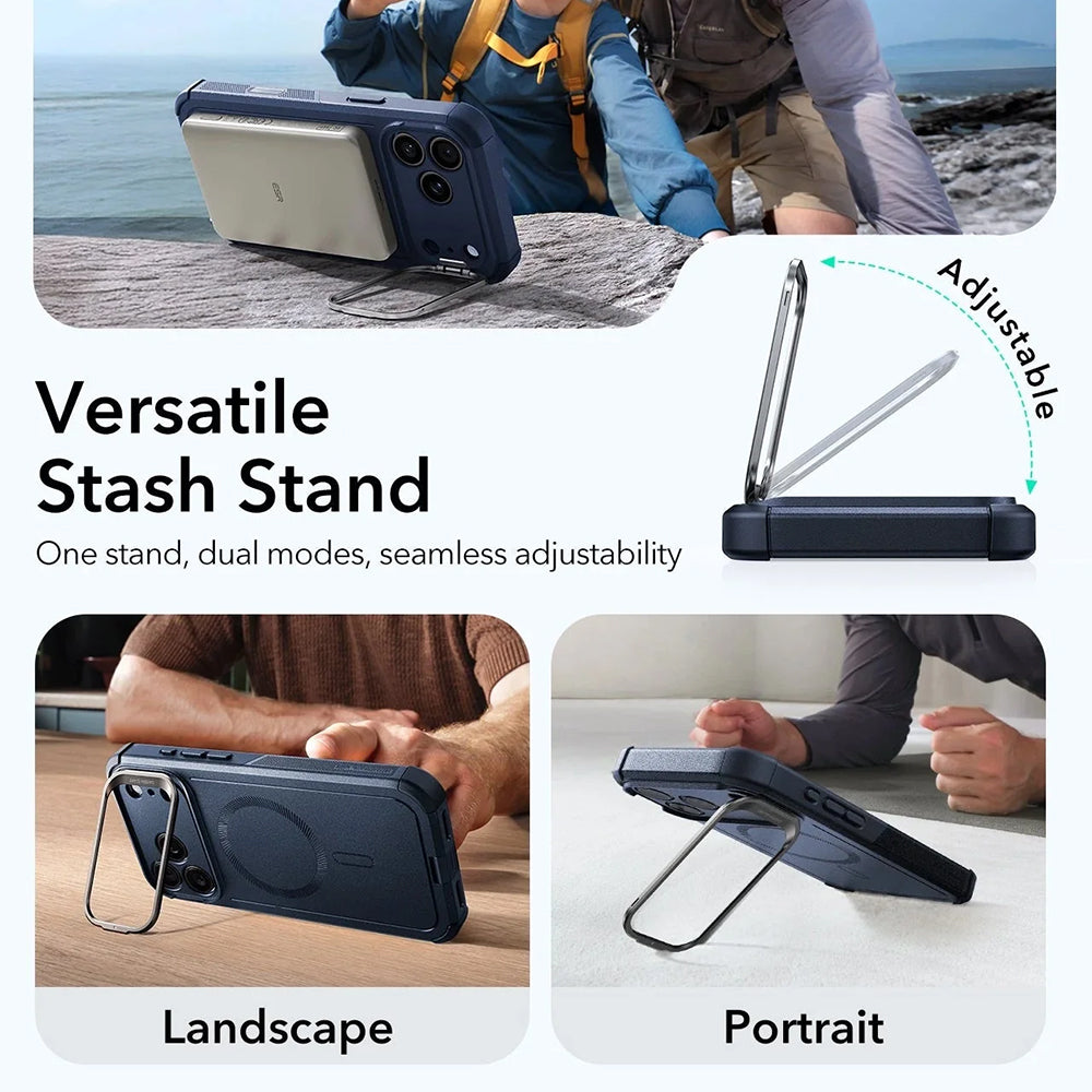 Custodia MagSafe per Apple iPhone 17 Pro, ESR, Cyber Armor Kickstand, Blu