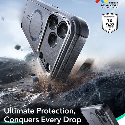 Custodia MagSafe per Apple iPhone 17 Pro, ESR, Cyber Armor Kickstand, Grigio