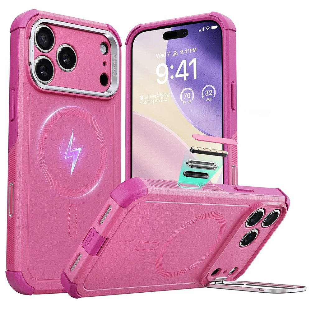 Custodia MagSafe per Apple iPhone 17 Pro, ESR, Cyber Armor Kickstand, Rosa