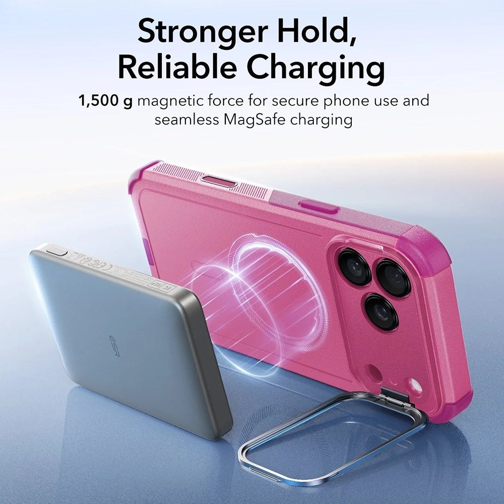 Custodia MagSafe per Apple iPhone 17 Pro, ESR, Cyber Armor Kickstand, Rosa