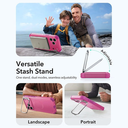 Custodia MagSafe per Apple iPhone 17 Pro, ESR, Cyber Armor Kickstand, Rosa