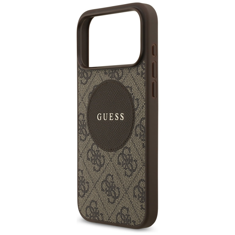 Custodia MagSafe per Apple iPhone 17 Pro, Guess, 4G Circle Classic Logo, Marrone