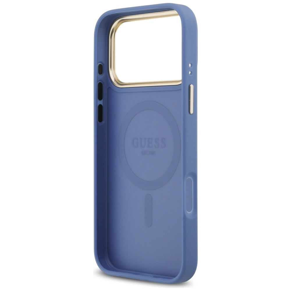 Custodia MagSafe per Apple iPhone 17 Pro, Guess, 4G Classic, Blu