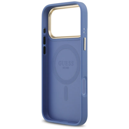Custodia MagSafe per Apple iPhone 17 Pro, Guess, 4G Classic, Blu