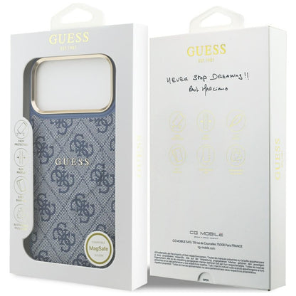Custodia MagSafe per Apple iPhone 17 Pro, Guess, 4G Classic, Blu