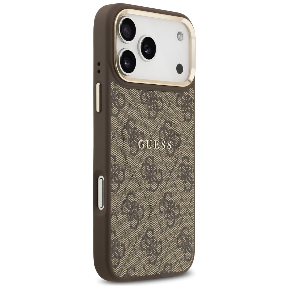 Custodia MagSafe per Apple iPhone 17 Pro, Guess, 4G Classic, Marrone