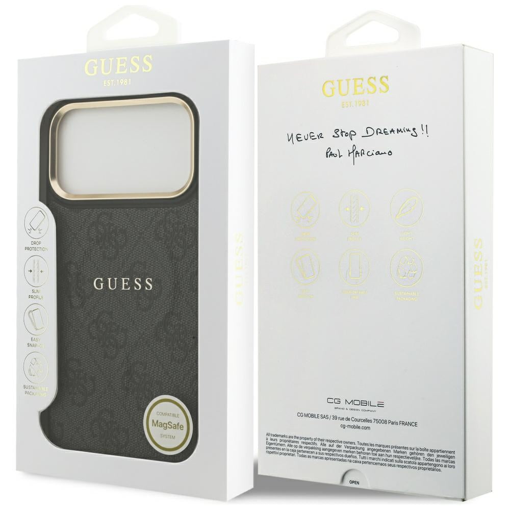 Custodia MagSafe per Apple iPhone 17 Pro, Guess, 4G Classic, Nera