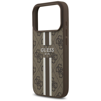 Custodia MagSafe per Apple iPhone 17 Pro, Guess, 4G Printed Stripes, Marrone