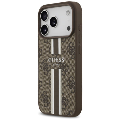 Custodia MagSafe per Apple iPhone 17 Pro, Guess, 4G Printed Stripes, Marrone